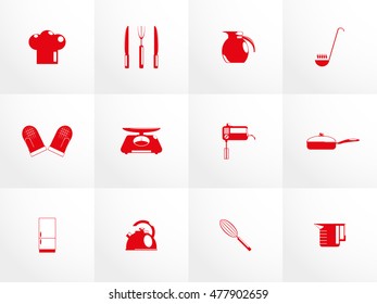 Set of vector icons on the theme of cooking utensils.