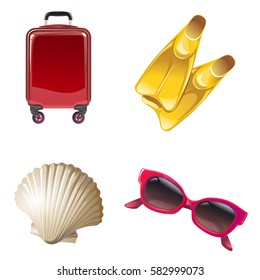 Set of vector icons on the theme of travel