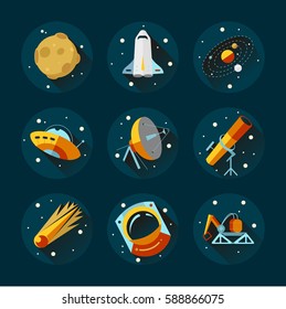 Set of vector icons on the theme of Space.