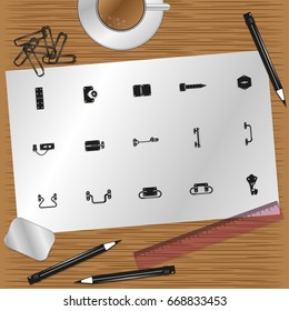 Set of vector icons on the theme of hardware.