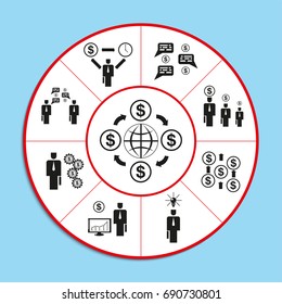 A set of vector icons on the theme of business situations in the form of a diagram. Vector illustration.