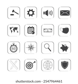 Set of vector icons, on a white background
