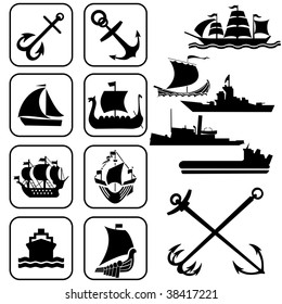 set of vector icons "one ships"