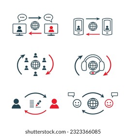 Un conjunto de iconos vectoriales para la comunicación en línea y el chat.