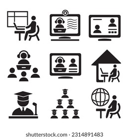A set of vector icons for online courses and education.