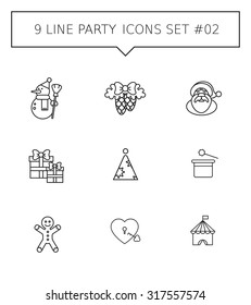 Set of vector icons with party and celebration concepts, isolated on white svg