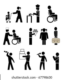 set of vector icons - people in action. black pictograms on white