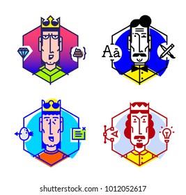 Set of vector icons of people of different professions. Icons isolated on white background. Contour icons of office workers. Set of office professions for the company. Vector flat icons.