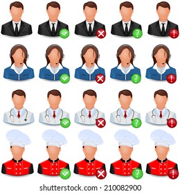 Set of vector icons of people of different professions - doctor, businessman, steering, dispatcher.