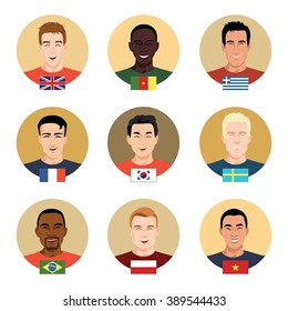  Set of vector icons - people of different nationalities. 