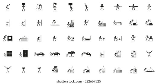 Set of vector icons with people working professions.