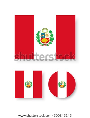 Set of vector icons with Peru flag