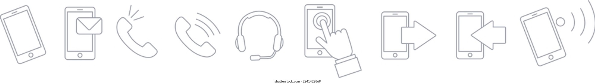 set of vector icons or pictograms on the subject of communication and telephone
