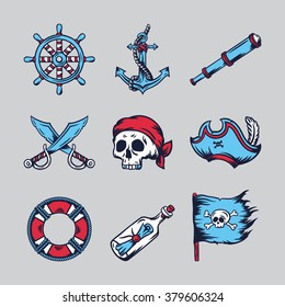 Set of vector icons of pirate