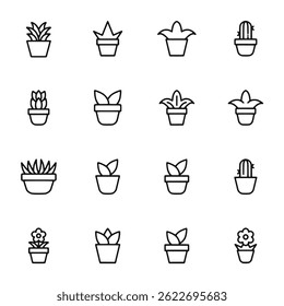 set of vector icons of Plant Pot