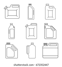 Set of vector icons of plastic cans.