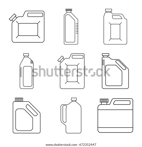 Set of vector icons of\
plastic cans.