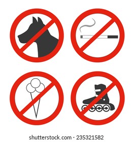 Set of vector icons. Prohibitory information signs 