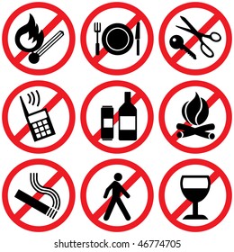 set of vector icons. Prohibitory information signs