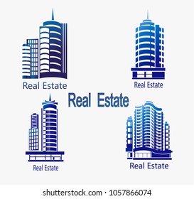 Set of vector icons Real Estate.Vector icons of architecture, urban and suburban homes