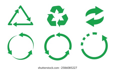 set of vector icons of recycling. plastic recycle vector illustration. Recycling arrow eco friendly green symbol. Recycled Package Sig
