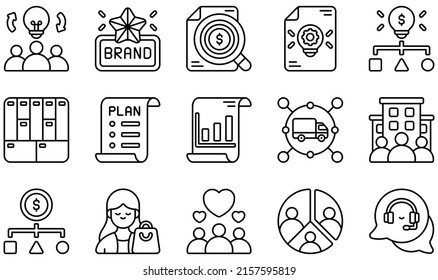 Set of Vector Icons Related to Business Model. Contains such Icons as Brand, Business Analyze, Business Idea, Business Plan, Customer, Customer Segment and more. svg