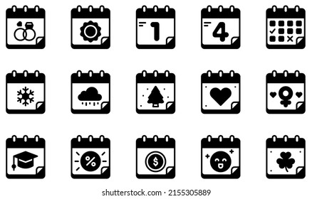 Set of Vector Icons Related to Calendar And Dates. Contains such Icons as Calendar, day, time, event, schedule, administration and more.