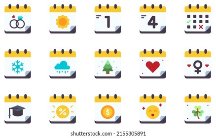 Set of Vector Icons Related to Calendar And Dates. Contains such Icons as Calendar, day, time, event, schedule, administration and more.