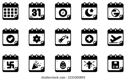 Set of Vector Icons Related to Calendar And Dates. Contains such Icons as Calendar, day, time, event, schedule, administration and more.