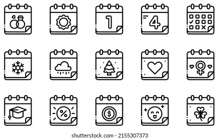 Set of Vector Icons Related to Calendar And Dates. Contains such Icons as Calendar, day, time, event, schedule, administration and more.
