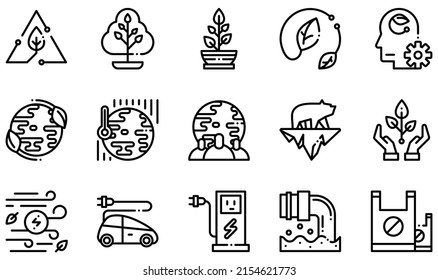 Set of Vector Icons Related to Ecology. Contains such Icons as Recycle, Tree, Plant, Leaf, Ecological Mind, World Ecology and more.