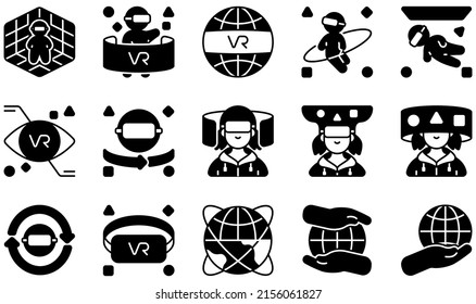 Set of Vector Icons Related to Metaverse. Contains such Icons as Space, Virtual Reality, Virtual Space, Vision, Vr, Vr Glasses and more.