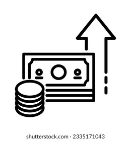 Set of vector icons related to money movement. Vector illustration of profit, loose, earnings and more with editable black outline.