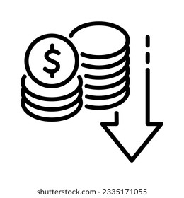 Set of vector icons related to money movement. Vector illustration of profit, loose, earnings and more with editable black outline.