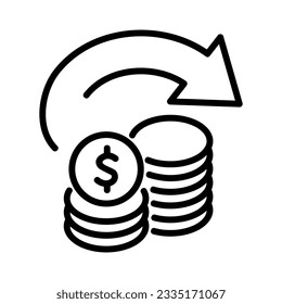 Set of vector icons related to money movement. Vector illustration of profit, loose, earnings and more with editable black outline.
