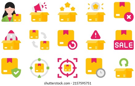 Set of Vector Icons Related to Product Management. Contains such Icons as Product Manager, Quality, Reject, Release, Return, Supply Chain and more.