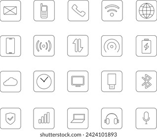 set of vector icons related to technology, web, 20 icons