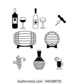 Set of Vector Icons Related to Wine