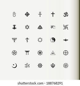 Set of vector icons. Religion, philosophy, spirituality, occultism.