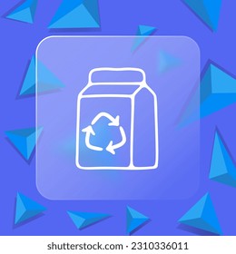 Set of vector icons representing waste recycling. Recycling, environment, sustainability, waste management, recycling bin, garbage. Glassmorphism style. Vector line icon