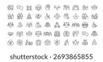 A set of vector icons representing workplace inclusion, equity, diversity, and human rights, created in line style with editable stroke