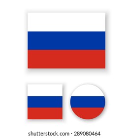 Set of vector icons with Russian Federation flag