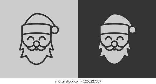 set of vector icons of santa claus face