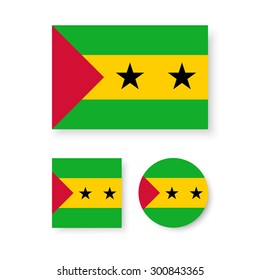 Set of vector icons with Sao Tome and Principe flag