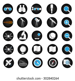 Set of vector icons for science and traveling