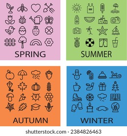 Set of vector icons seasons