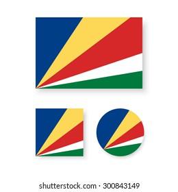 Set of vector icons with Seychelles flag