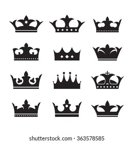 Set of vector icons. Shape of Crowns