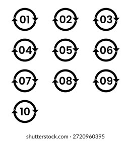 Set of vector icons showing recycling with numbers for web and information design