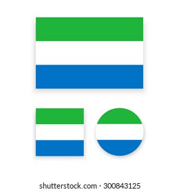 Set of vector icons with Sierra Leone flag